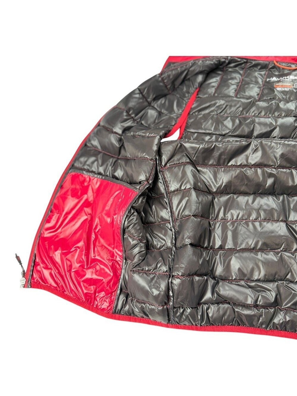 🎁 Puffer Vest Mens Red Lightweight Down Packable Size on Tag Small Hawke & Co - Picture 2 of 13